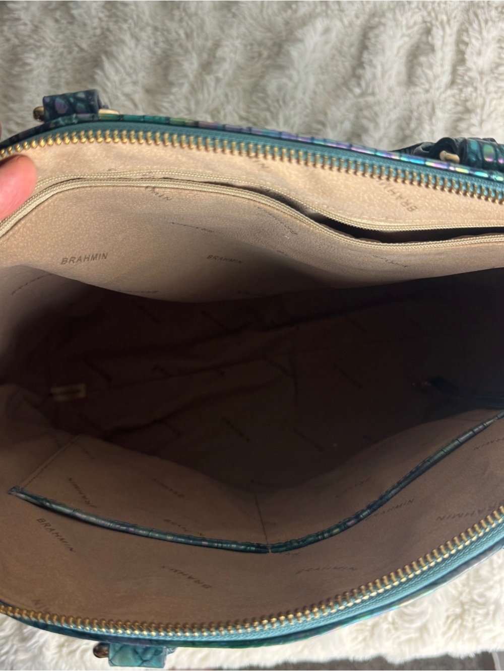 NWT Brahmin Large Duxbury Satchel Blue Topaz Melbourne Leather - Picture 9 of 9